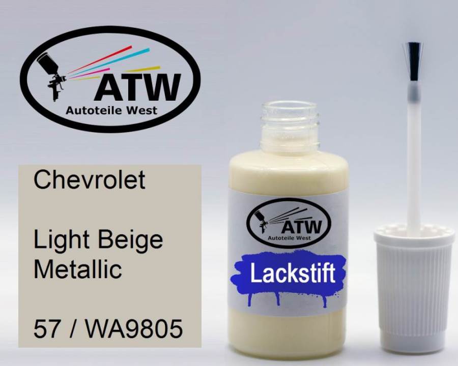 Chevrolet, Light Beige Metallic, 57 / WA9805: 20ml Lackstift, von ATW Autoteile West.